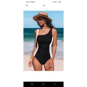 NWT CupShe One Piece Black White Contour Size Large